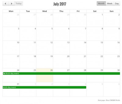 Default CGCalendar View.