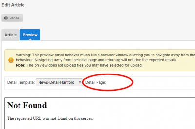 Screenshot of News article preview page.