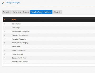 Template types in Design Manager
