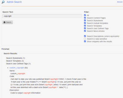 New admin search